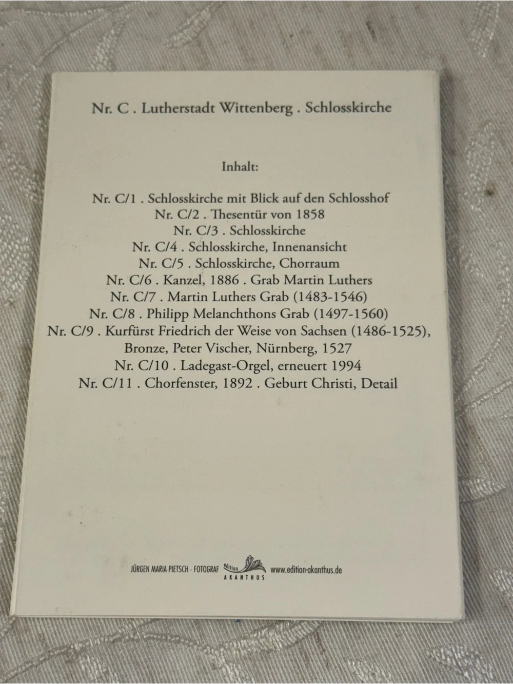 Lutherstadt Wittenberg Schlosskirche Postcard Set - 10 Photographic Cards 1990's